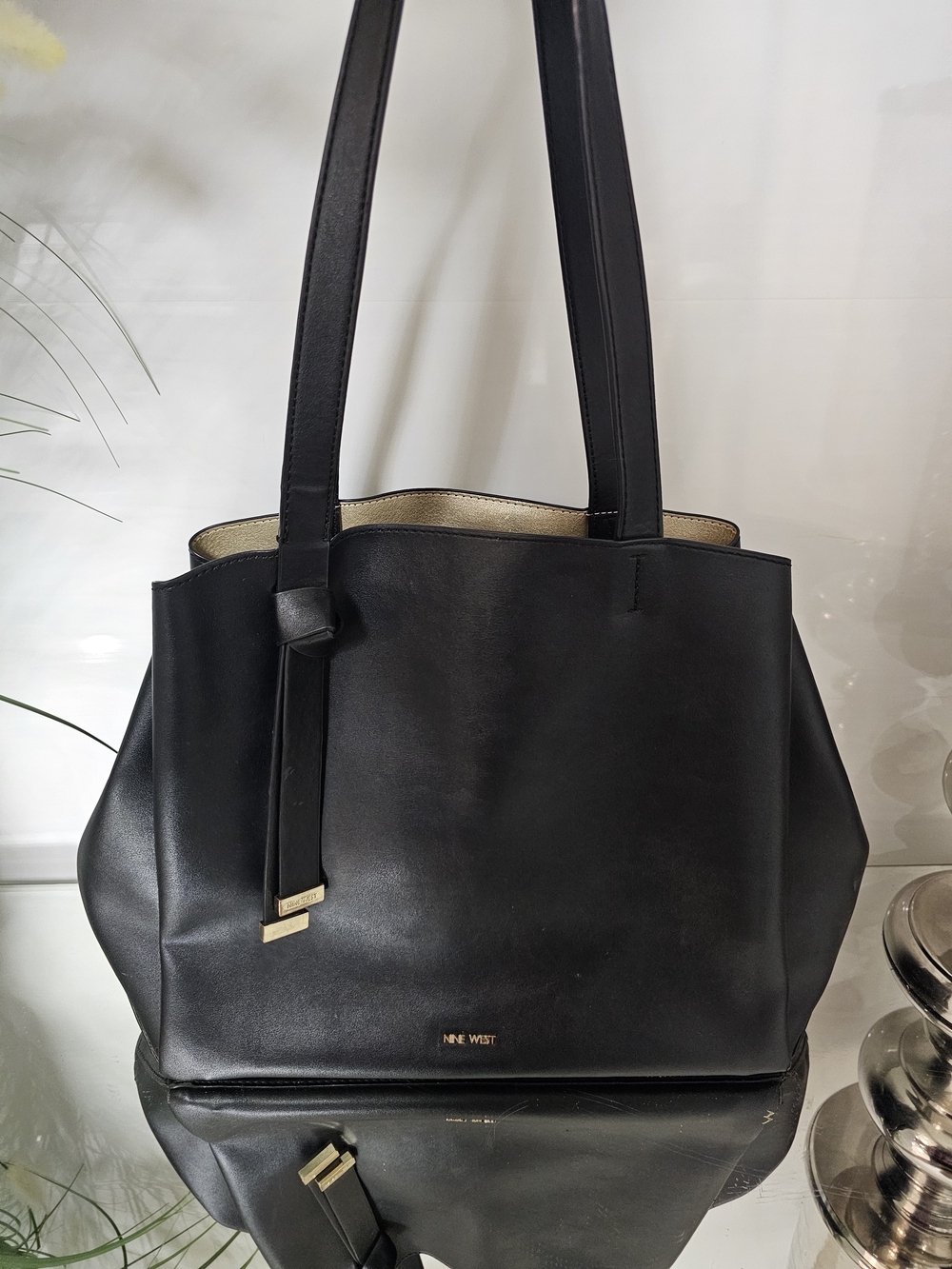 Nine West Black Tote with Gold Accents